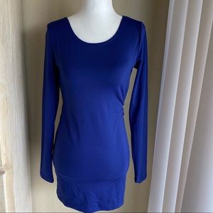 NWT Blue Long Sleeve Mini Dress with Open Back